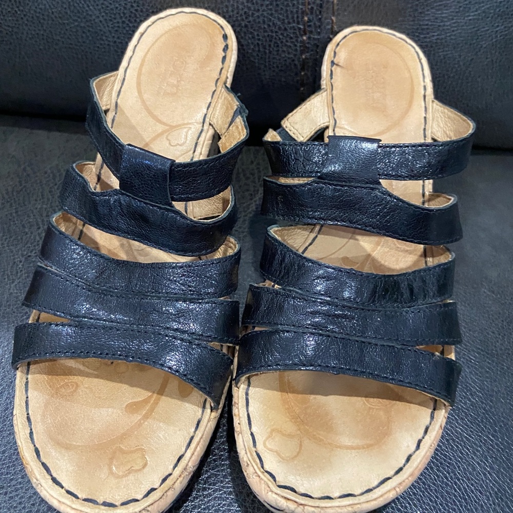 Born wedge sandals size 8 black